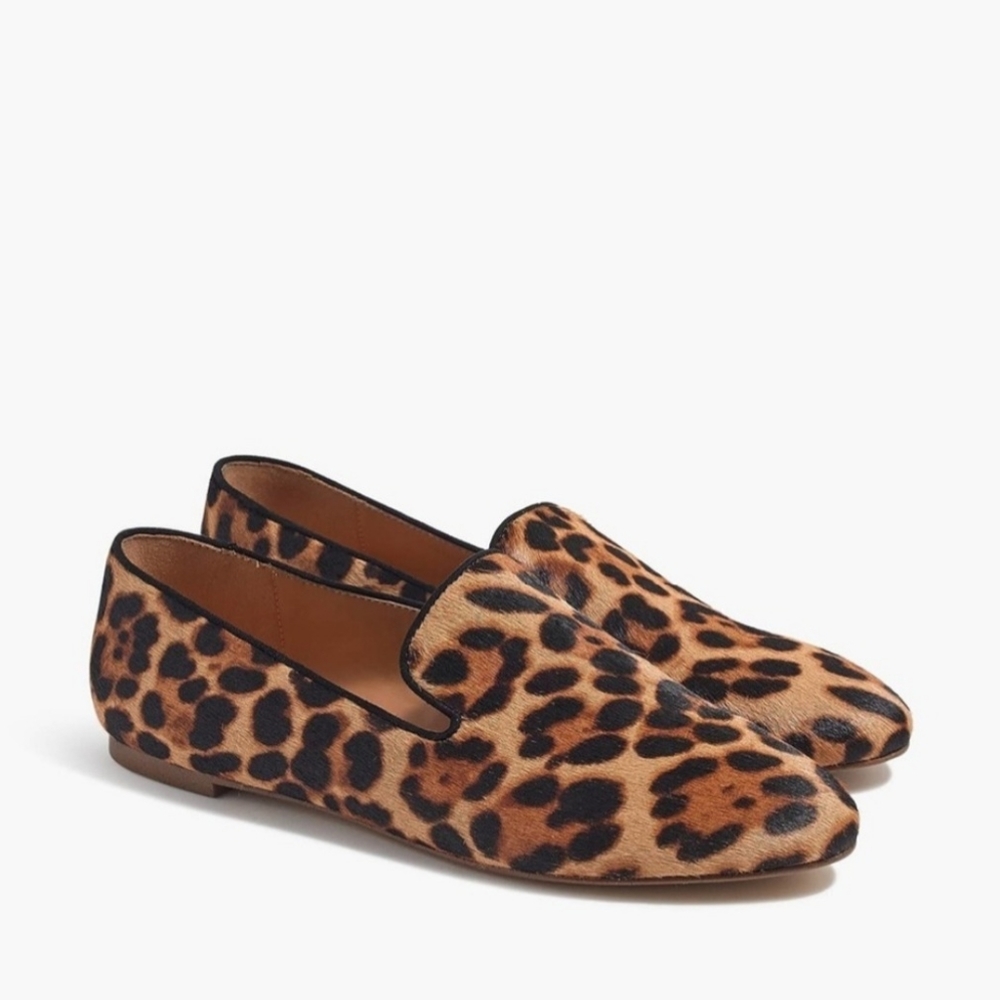 J Crew Cora Calf Hair Leopard Flats, size 6.5